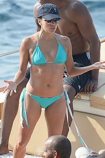 Eva Longoria in blue bikini in Capri