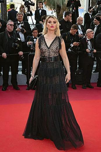 Fancy Alexandersson braless in see through dress in Cannes