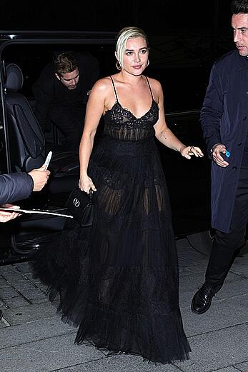 Florence Pugh see through to nipples at Valentino afterparty during Paris Fashion Week