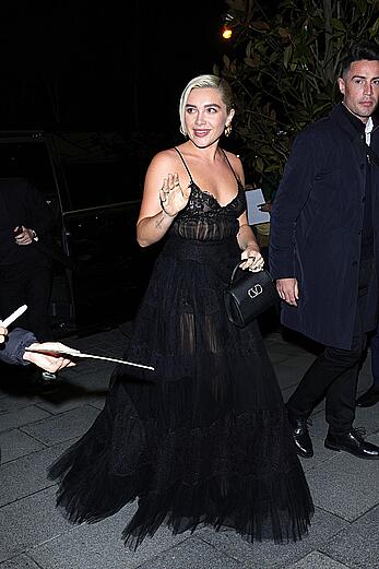 Florence Pugh see through to nipples at Valentino afterparty during Paris Fashion Week