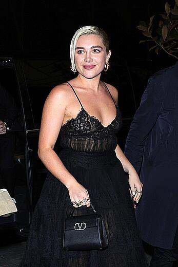 Florence Pugh see through to nipples at Valentino afterparty during Paris Fashion Week