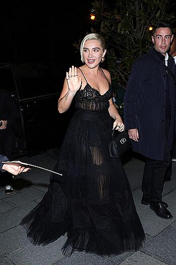 Florence Pugh see through to nipples at Valentino afterparty during Paris Fashion Week