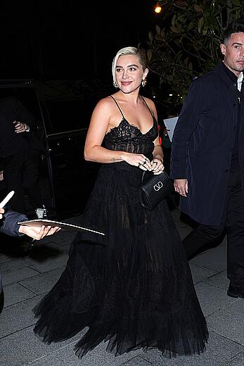 Florence Pugh see through to nipples at Valentino afterparty during Paris Fashion Week