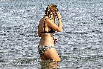 Fran Newman-Young in bikini on a beach during her stay in Ibiza