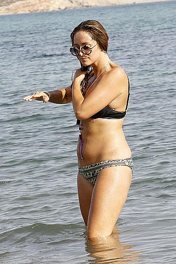 Fran Newman-Young in bikini on a beach during her stay in Ibiza