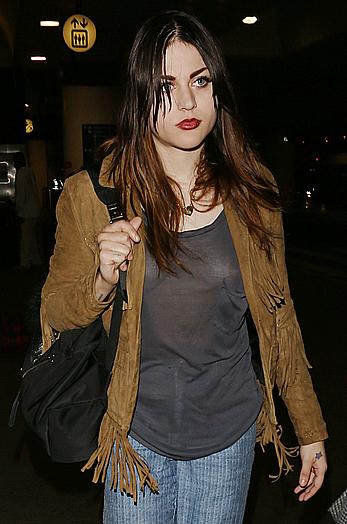 Frances Bean Cobain in see through top at LAX Airport