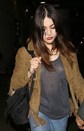 Frances Bean Cobain in see through top at LAX Airport