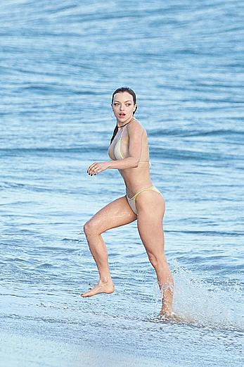 Francesca Eastwood topless on the beach in Malibu