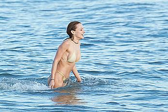 Francesca Eastwood topless on the beach in Malibu