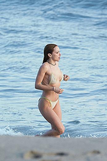 Francesca Eastwood topless on the beach in Malibu