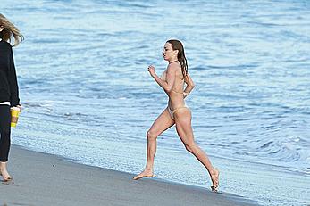 Francesca Eastwood topless on the beach in Malibu