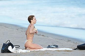 Francesca Eastwood topless on the beach in Malibu