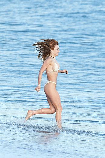 Francesca Eastwood topless on the beach in Malibu