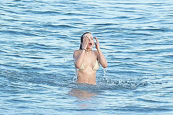 Francesca Eastwood topless on the beach in Malibu