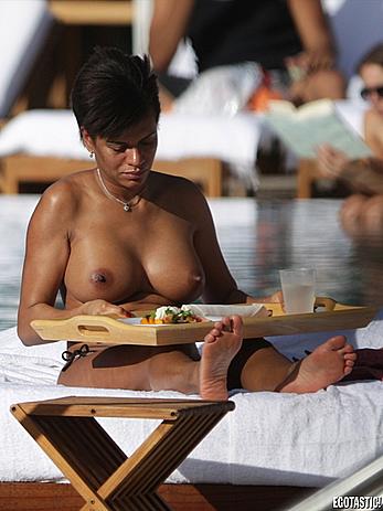 Georgette Eto'o topless candids poolside in Miami