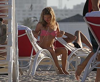 Georgia May Jagger in bikini candids on a beach