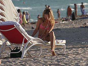 Georgia May Jagger in bikini candids on a beach