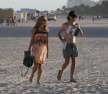 Georgia May Jagger in bikini candids on a beach