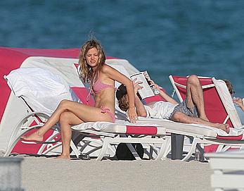 Georgia May Jagger in bikini candids on a beach