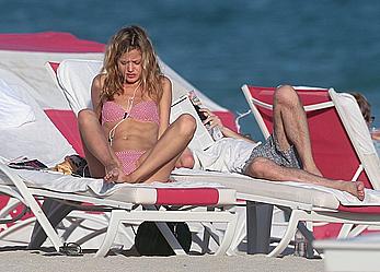 Georgia May Jagger in bikini candids on a beach