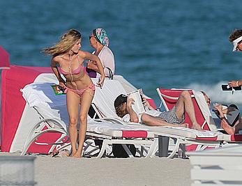 Georgia May Jagger in bikini candids on a beach