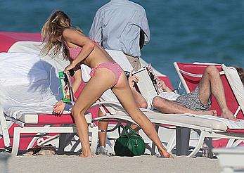 Georgia May Jagger in bikini candids on a beach