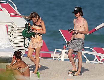 Georgia May Jagger in bikini candids on a beach