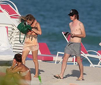 Georgia May Jagger in bikini candids on a beach