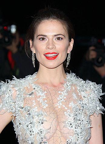 Hayley Atwell deep cleavage at the 59th London Evening Standard Theatre Awards in London