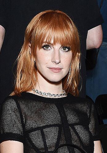 Hayley Williams braless in see through dress at the Eckhaus Latta Show in New York