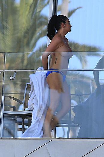 Heather Marianna topless on a balcony in Malibu