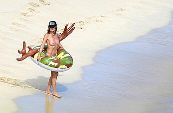 Heidi Klum topless on the beach in St. Barts