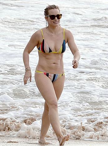 Hilary Duff wearing a bikini at a beach in Maui