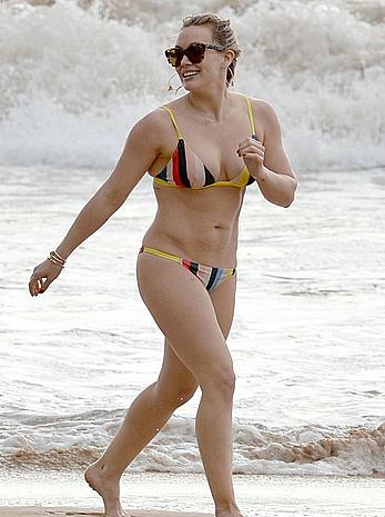 Hilary Duff wearing a bikini at a beach in Maui