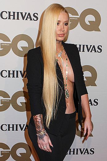 Iggy Azalea no bra under jacket at 10th annual GQ men of the year awards