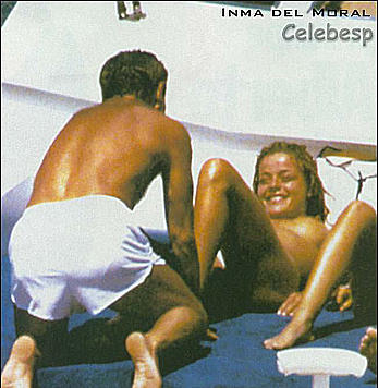 Inma del Moral topless on a beach and yacht