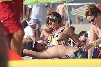 Jackie Cruz round ass and sideboob on a beach