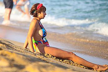 Jackie Cruz round ass and sideboob on a beach