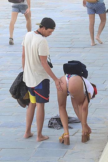 Jackie Cruz round ass and sideboob on a beach