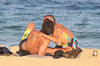 Jackie Cruz round ass and sideboob on a beach