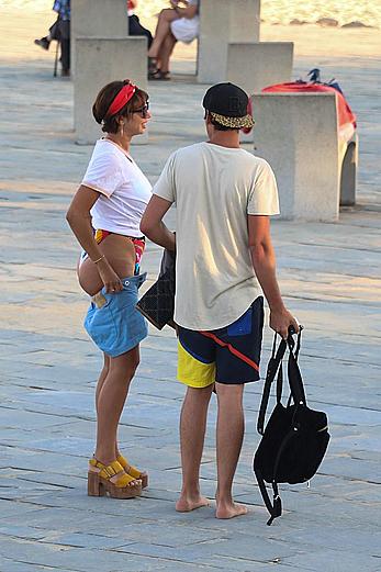 Jackie Cruz round ass and sideboob on a beach