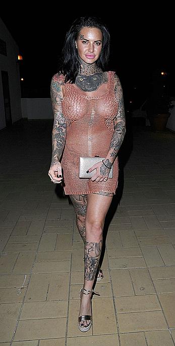 Jemma Lucy nude boobs unders see through dress on holiday in Portugal