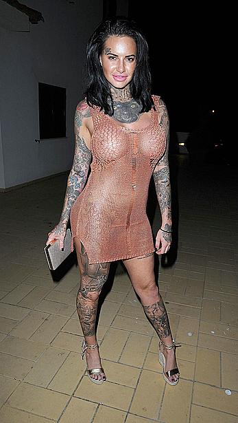 Jemma Lucy nude boobs unders see through dress on holiday in Portugal