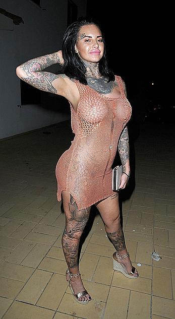 Jemma Lucy nude boobs unders see through dress on holiday in Portugal