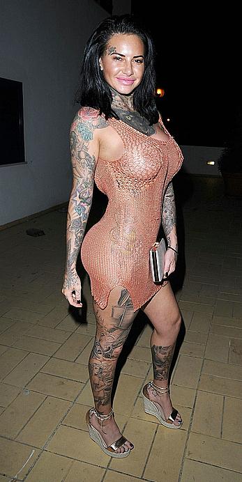 Jemma Lucy nude boobs unders see through dress on holiday in Portugal