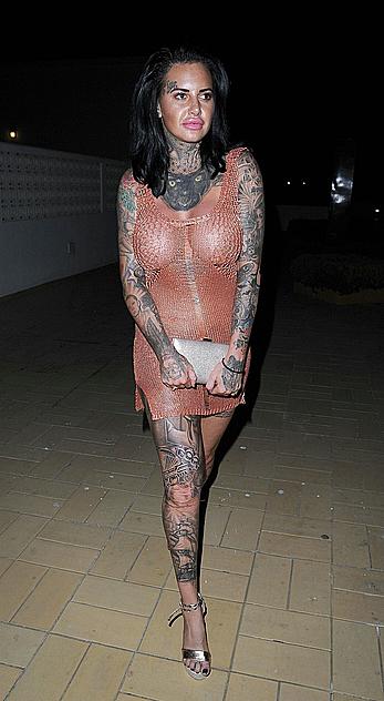 Jemma Lucy nude boobs unders see through dress on holiday in Portugal