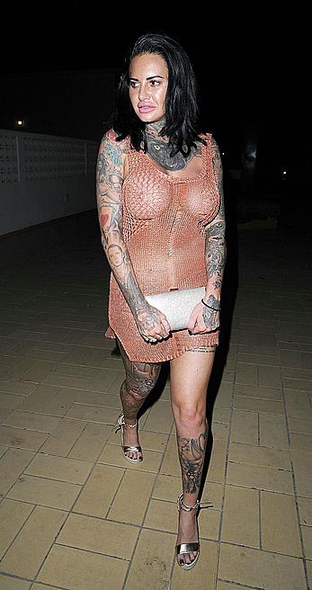 Jemma Lucy nude boobs unders see through dress on holiday in Portugal