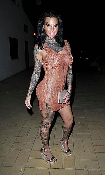 Jemma Lucy nude boobs unders see through dress on holiday in Portugal