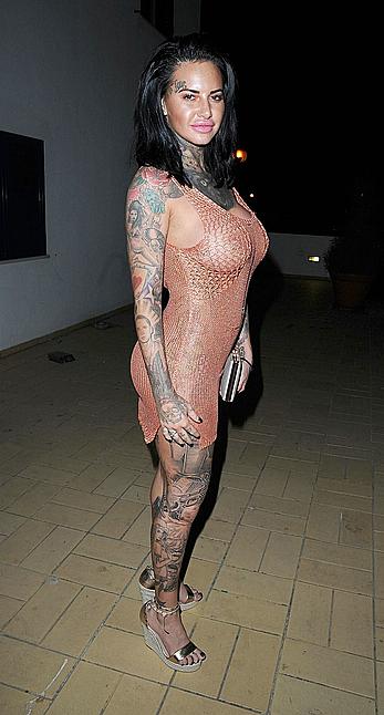 Jemma Lucy nude boobs unders see through dress on holiday in Portugal