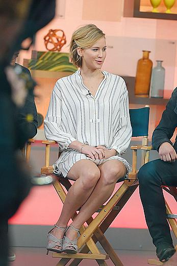 Jennifer Lawrence shows her sexy legs at Good Morning America